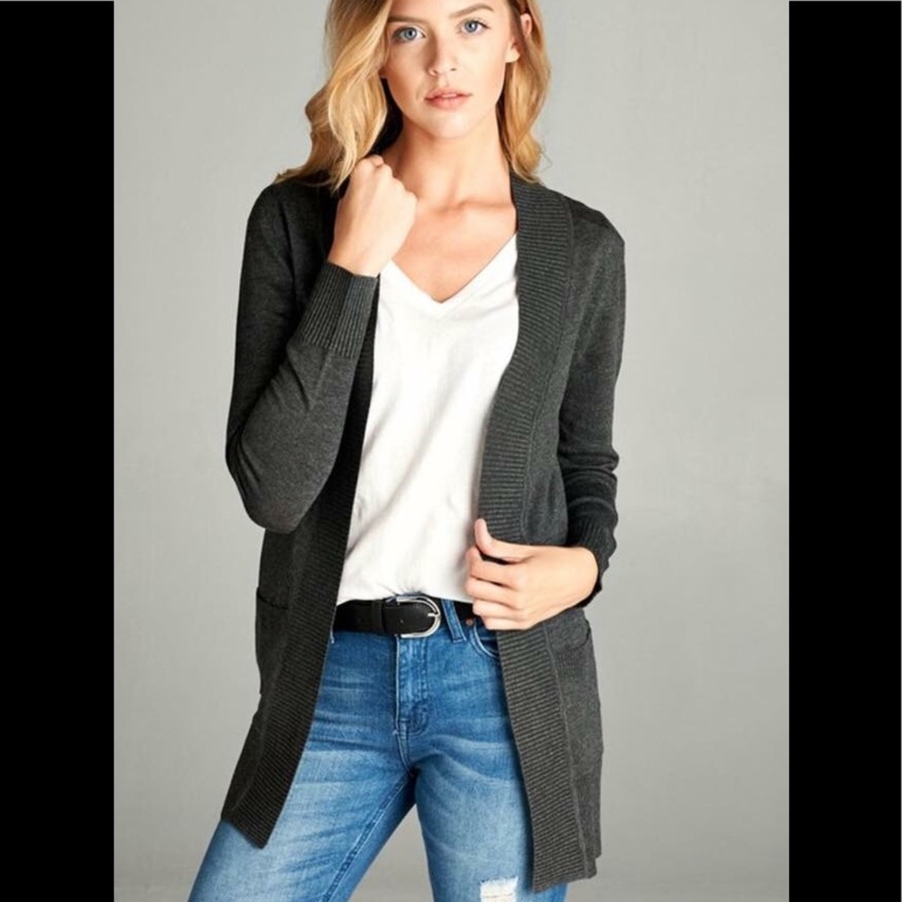 Active USA Teacher Cardigan in Charcoal Gray NEW M
